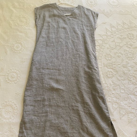 LinenbyMN Natural Stripe Dress - Picture 1 of 4
